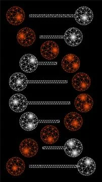 Bright Mesh 2D DNA Spiral with Flash Spots Illustration