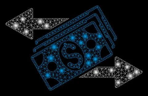 Bright Mesh 2D Dollar Banknotes Payments with Light Spots イラスト素材