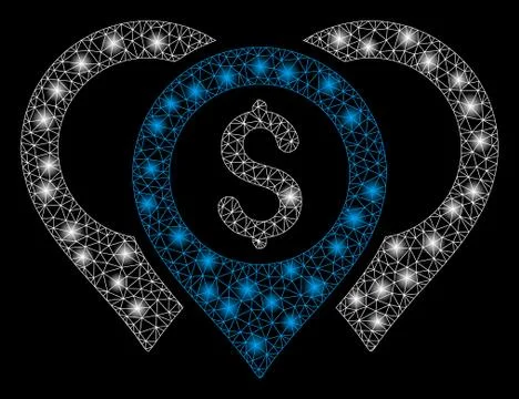 Bright Mesh 2D Dollar Map Pointers with Flare Spots Stock Illustration
