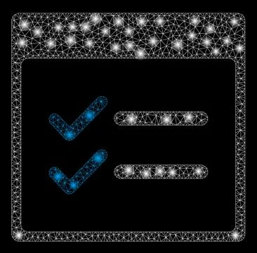 Bright Mesh 2D Done Items Calendar Page with Light Spots Illustrazione stock