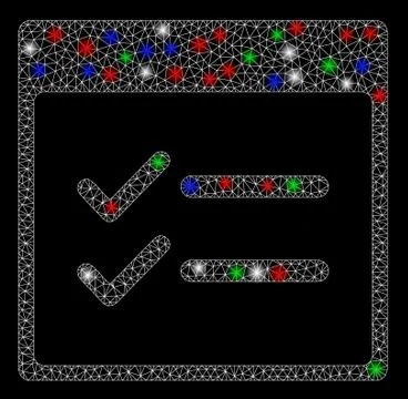 Bright Mesh 2D Done Items Calendar Page with Light Spots Illustrazione stock