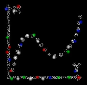 Bright Mesh 2D Dotted Plot with Light Spots Ilustración de archivo