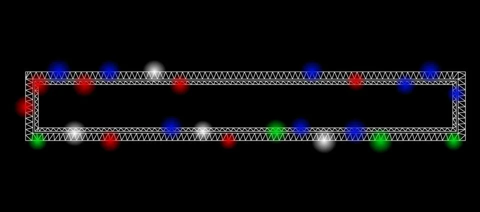 Bright Mesh 2D Double Rectangle Frame with Flare Spots Stock Illustration