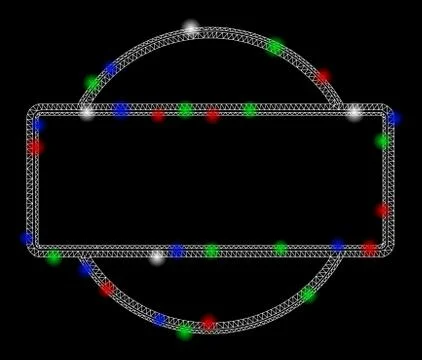 Bright Mesh 2D Double Round and Rectangle Frame with Flash Spots Stockillustratie