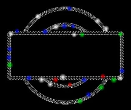 Bright Mesh 2D Double Round and Rectangle Frame with Flash Spots イラスト素材