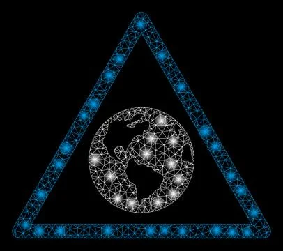 Bright Mesh 2D Earth Warning with Flare Spots 스톡 일러스트