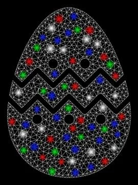 Bright Mesh 2D Easter Egg with Flare Spots Stock Illustration