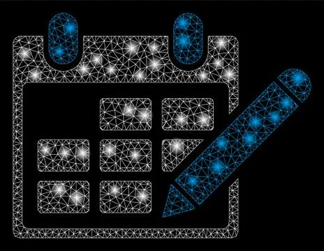 Bright Mesh 2D Edit Calendar Table with Flare Spots Illustrazione stock