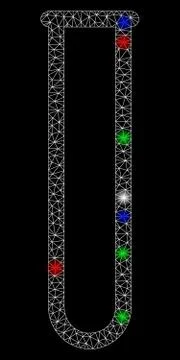 Bright Mesh 2D Empty Chemical Test Tube with Flash Spots Stock Illustration