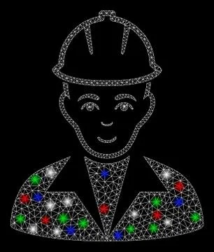 Bright Mesh 2D Engineer with Light Spots Stock Illustration
