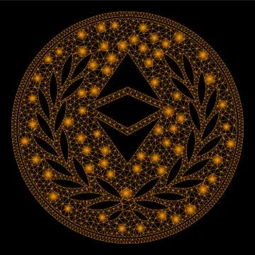 Bright Mesh 2D Ethereum Classic Laurel Coin with Flare Spots Illustrazione stock