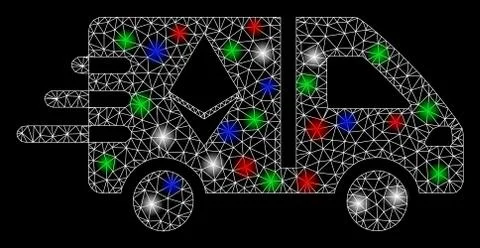 Bright Mesh 2D Ethereum Fast Delivery Car with Flare Spots Illustrazione stock