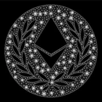 Bright Mesh 2D Ethereum Laurel Coin with Flare Spots 스톡 일러스트