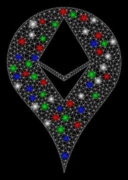 Bright Mesh 2D Ethereum Map Marker with Flare Spots Illustrazione stock