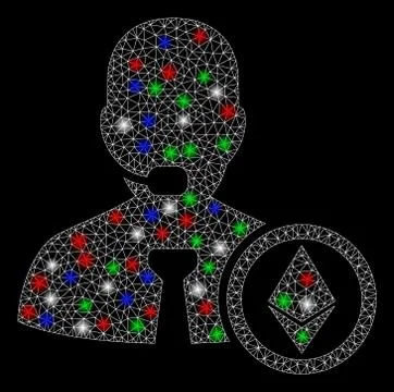 Bright Mesh 2D Ethereum Operator Manager with Light Spots Illustrazione stock
