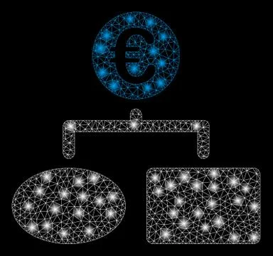 Bright Mesh 2D Euro Flow Chart with Flash Spots Stockillustratie