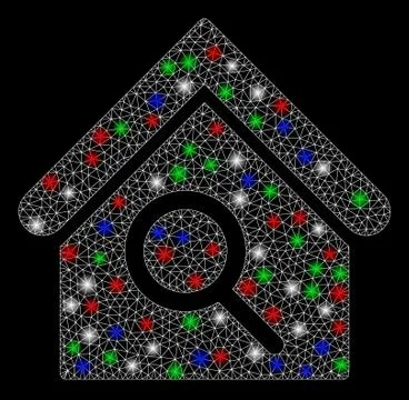 Bright Mesh 2D Find Building with Flash Spots Ilustración de archivo