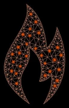 Bright Mesh 2D Fire Flame with Light Spots Illustrazione stock