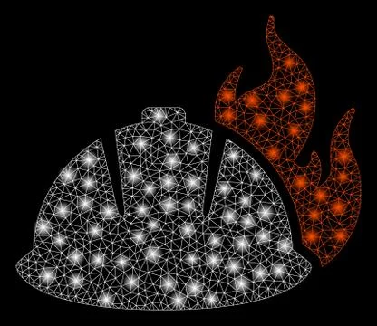 Bright Mesh 2D Fire Helmet with Flash Spots Stock Illustration