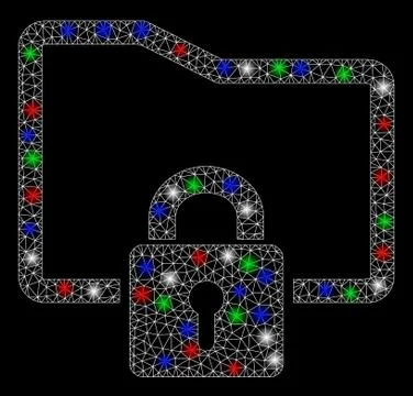 Bright Mesh 2D Folder Locked with Flare Spots 스톡 일러스트