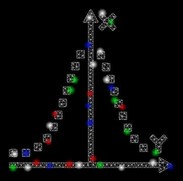 Bright Mesh 2D Gauss Plot with Light Spots Illustrazione stock
