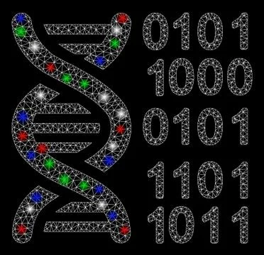 Bright Mesh 2D Genome with Flare Spots 스톡 일러스트