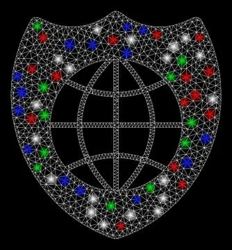 Bright Mesh 2D Global Shield with Flare Spots Stock Illustration