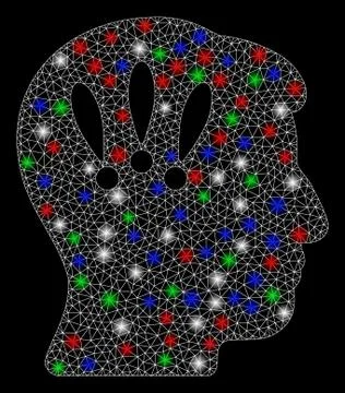 Bright Mesh 2D Head Problems with Flash Spots 스톡 일러스트