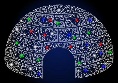 Bright Mesh 2D Igloo with Flare Spots Illustrazione stock