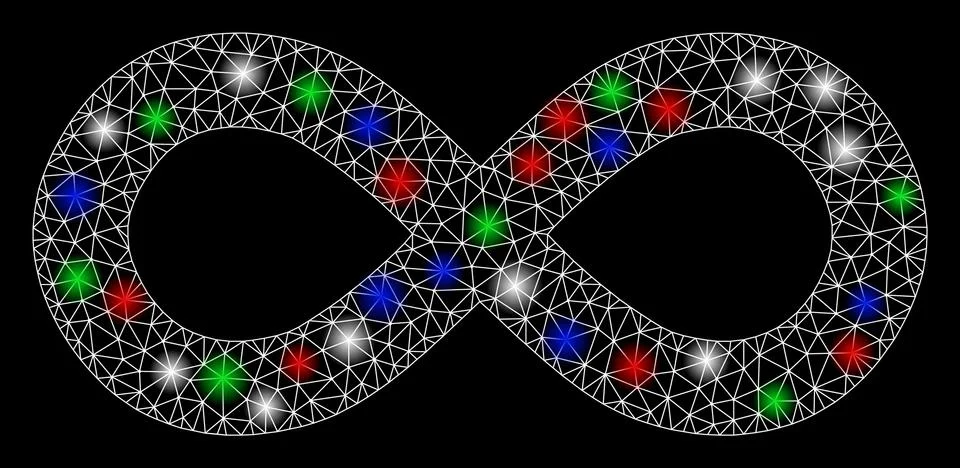 Bright Mesh 2D Infinity with Flare Spots Stock Illustration