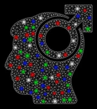Bright Mesh 2D Intellect Potency with Flash Spots 스톡 일러스트