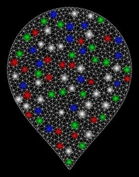 Bright Mesh 2D Map Marker with Flash Spots Stock Illustration