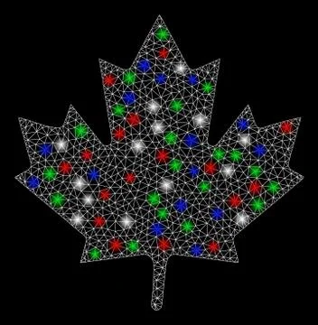 Bright Mesh 2D Maple Leaf with Flare Spots 스톡 일러스트