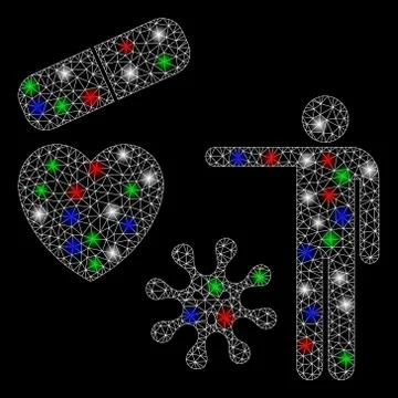 Bright Mesh 2D Medical Objects Presentation with Flash Spots Stock Illustration