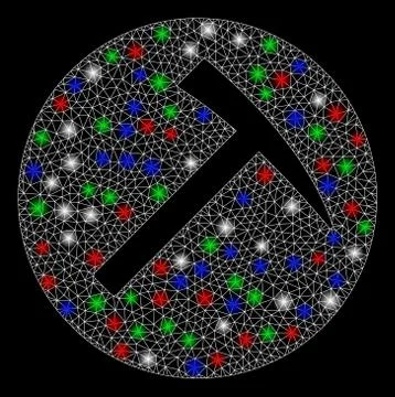 Bright Mesh 2D Mining Hammer with Light Spots Illustrazione stock