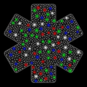 Bright Mesh 2D Multiply Math Operation with Light Spots Stock Illustration