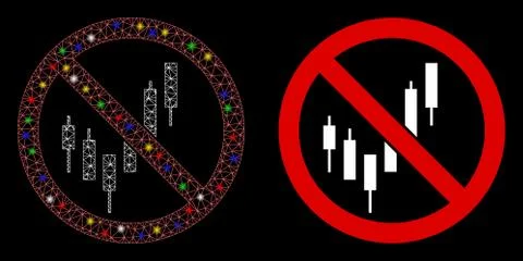 Bright Mesh 2D No Candlestick Chart Icon with Light Spots Illustrazione stock