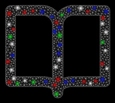 Bright Mesh 2D Open Book with Flash Spots Illustrazione stock