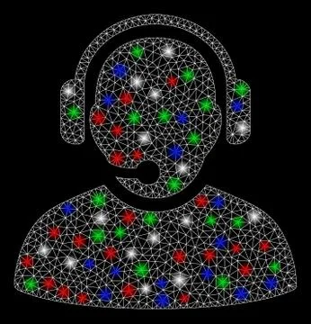 Bright Mesh 2D Operator with Light Spots Illustrazione stock