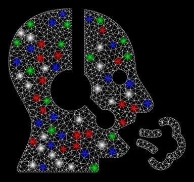 Bright Mesh 2D Operator Speech with Light Spots Illustrazione stock