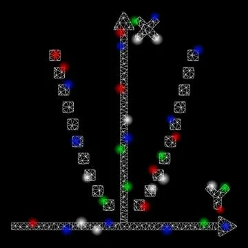 Bright Mesh 2D Parabole Plot with Flare Spots Illustrazione stock