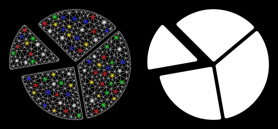 Bright Mesh 2D Pie Chart Icon with Light Spots イラスト素材