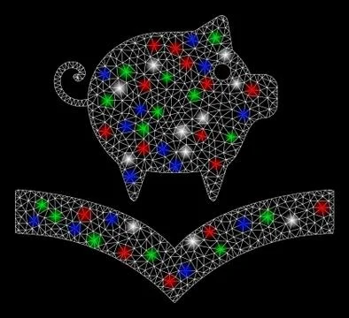Bright Mesh 2D Pig Knowledge with Flare Spots Stock Illustration