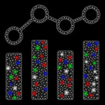 Bright Mesh 2D Point Chart with Flash Spots Stockillustratie