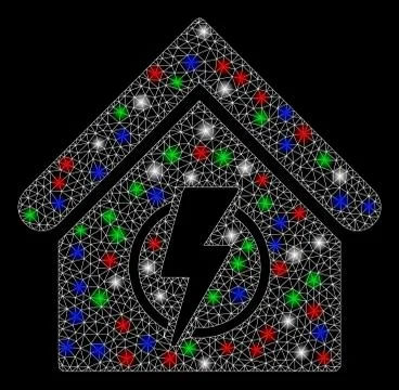 Bright Mesh 2D Power Supply Building with Flash Spots Ilustración de archivo