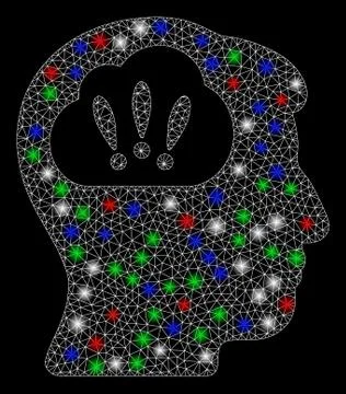 Bright Mesh 2D Problem Brainstorm with Flash Spots Stock Illustration