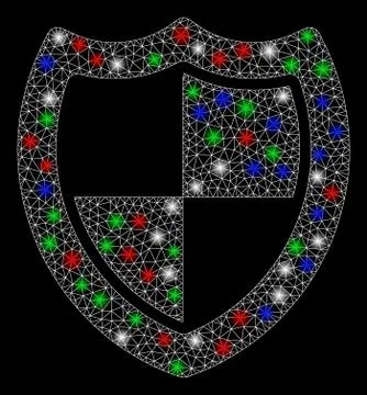 Bright Mesh 2D Protection Shield with Flare Spots Stock Illustration