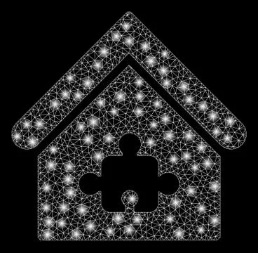 Bright Mesh 2D Puzzle Building with Flare Spots Ilustración de archivo