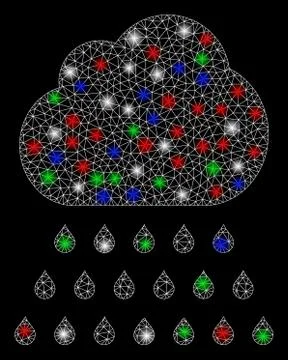 Bright Mesh 2D Rain Cloud with Light Spots Stock Illustration