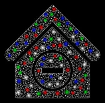 Bright Mesh 2D Remove Building with Flare Spots Ilustración de archivo